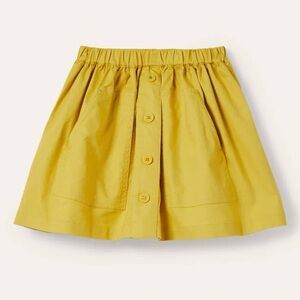 Mini Boden Yellow Button Front Woven Skirt Size 2-3Y